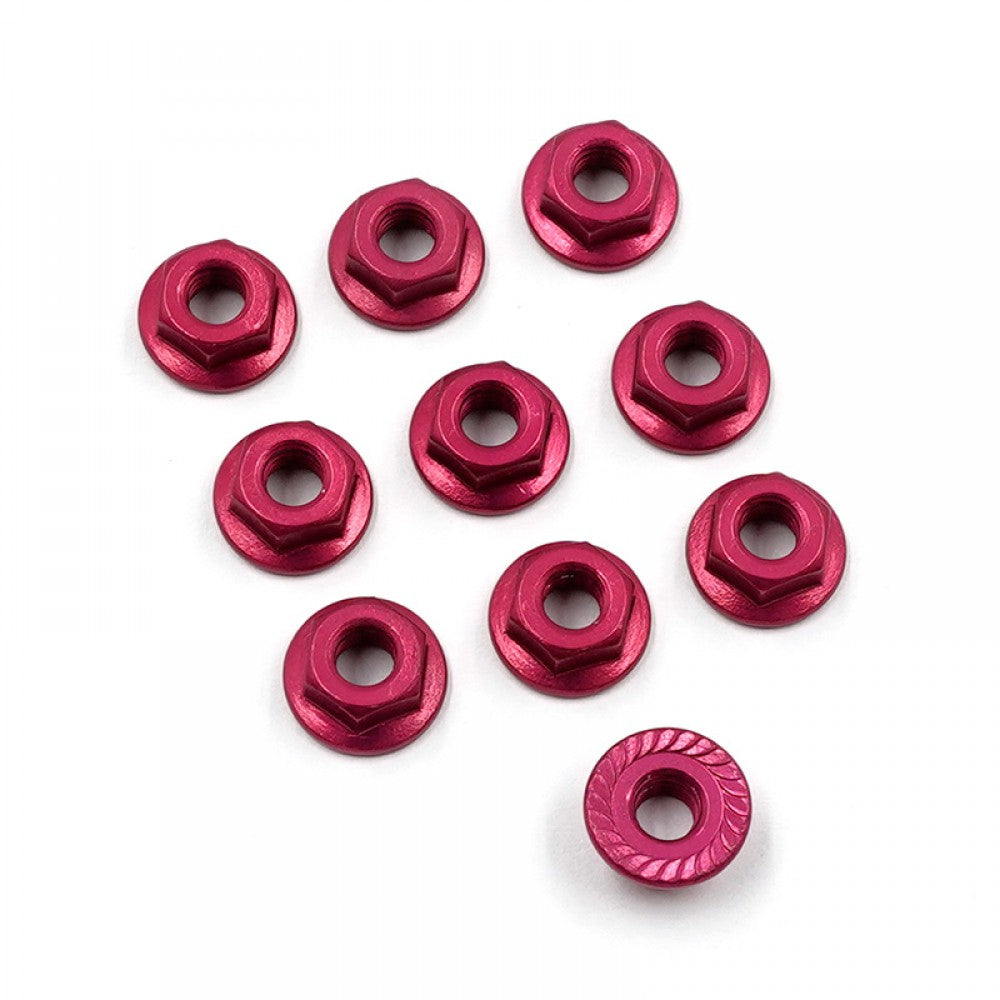 4mm Aluminium Serrated Lock Nut 10pcs (RD)