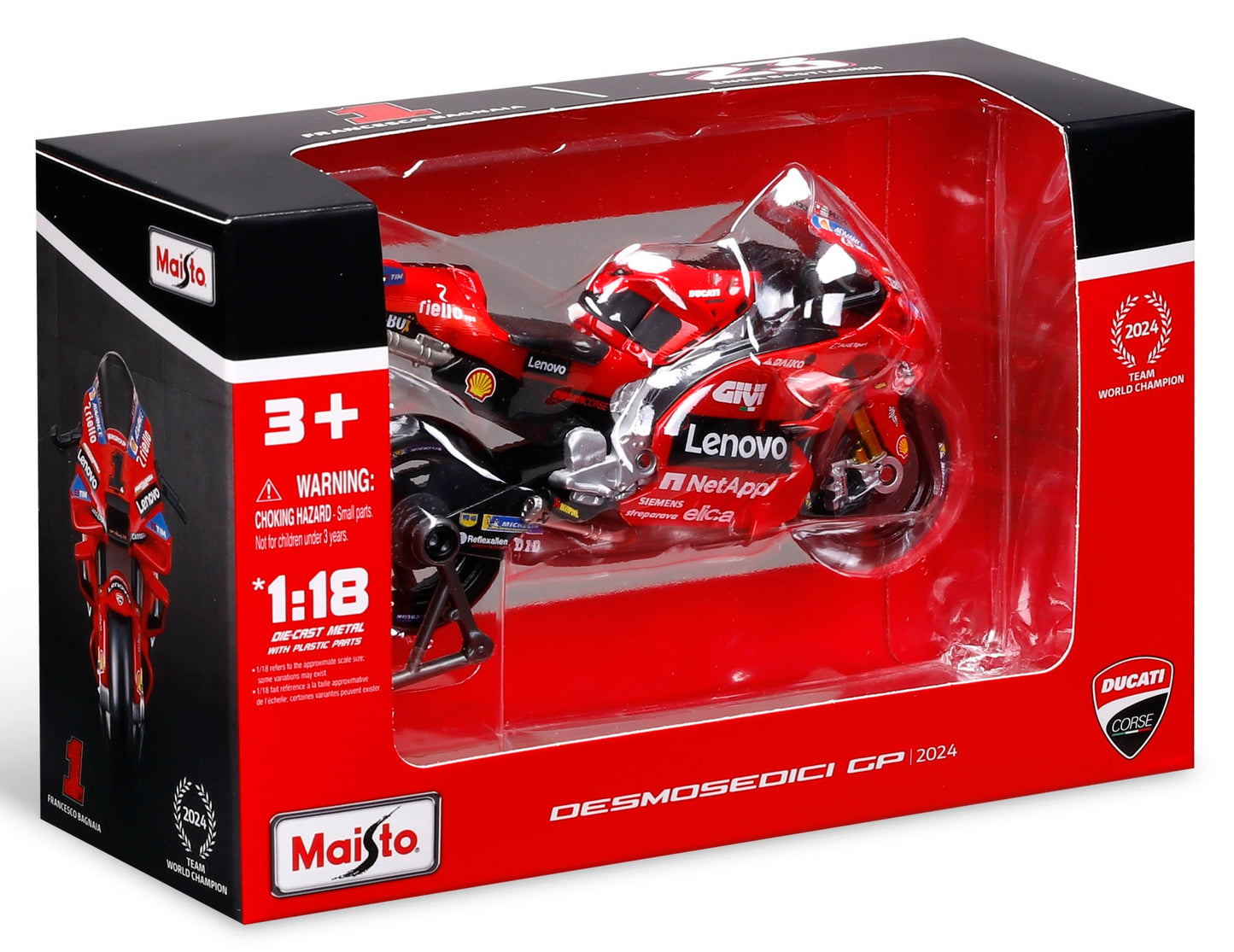 Maisto MotoGP 1:18 Ducati Lenovo #1 – Francesco Bagnaia – 2024