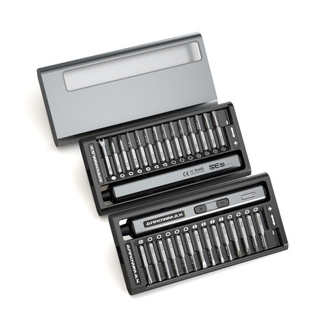 Arrowmax SES Mini Electric Screwdriver with Alu Case (28 in 1) Space Gray - AM-199911 - RCXX - RC Racing Shop | RC Models | Tuning & Spare Parts for Professionals