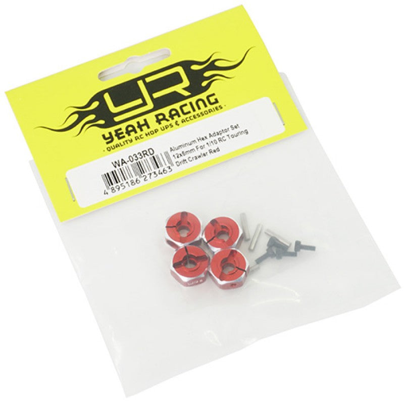 Aluminum Hex Adaptor Set 12x6mm For 1/10 RC Touring Drift Crawler Red