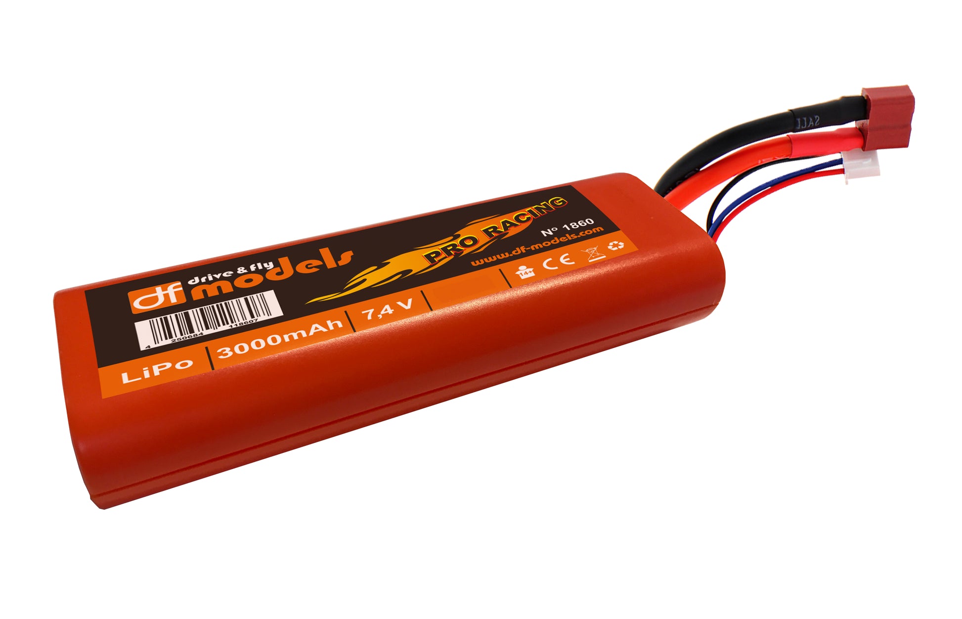 DF-Models Lipo Akku 2S - 7.4 Volt - 3000mAh  45C - rund - RCXX - RC Racing Shop | RC Models | Tuning & Spare Parts for Professionals
