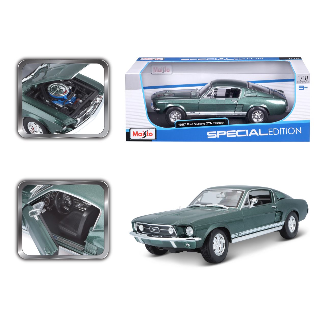 Ford Mustang 1967 1/18 dunkelgrün - RCXX - RC Racing Shop | RC Models | Tuning & Spare Parts for Professionals