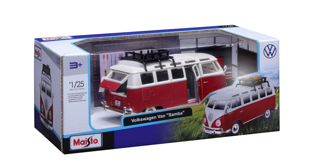 VW-Bus Samba T1 mit Dachträger und Gepäck 1/24 rot - RCXX - RC Racing Shop | RC Models | Tuning & Spare Parts for Professionals