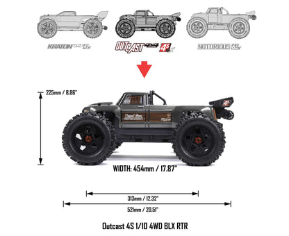 Arrma Outcast 4S V2 BLX 1/10 4WD RTR GUNMETAL - RCXX - RC Racing Shop | RC Models | Tuning & Spare Parts for Professionals