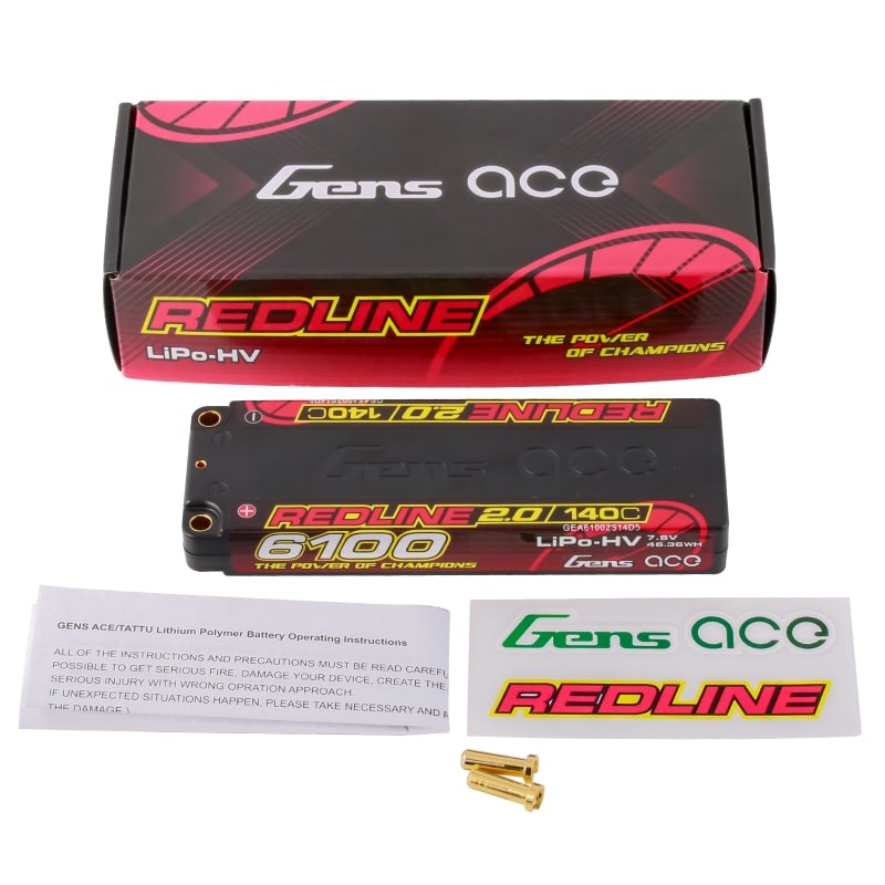 GensAce Redline 2.0 Low Prof 2S HV 7.6V-140C-6100 139x47x18.5mm 226g