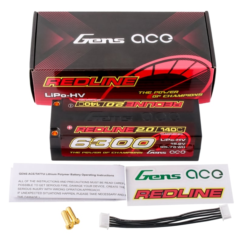 Batterie GensAce Redline 2.0 4S HV 15,2 V - 140 °C - 6300 mAh 139 x 47 x 37 mm 452 g