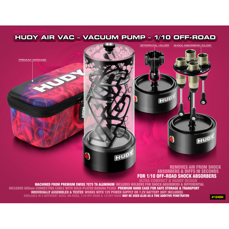 Hudy AIR VAC Shock Absorbers / Vacum Pump for Offroad 1/10 & 1/8 - H104004 - RCXX - rc racing for professionals