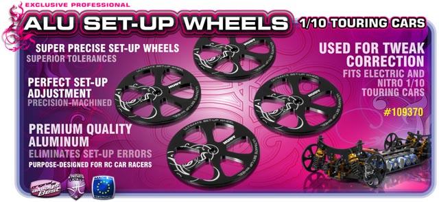 Hudy Aluminium Setup Wheels for 1/10 Touring Cars (4) BLACK - H109370 - RCXX - rc racing for professionals