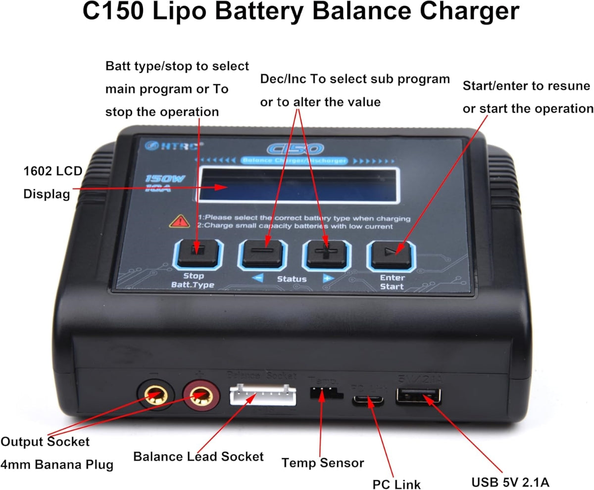 HTRC Ladegerät C150 150W (10A) - HTRC-C150 - RCXX - RC Racing Shop | RC Models | Tuning & Spare Parts for Professionals