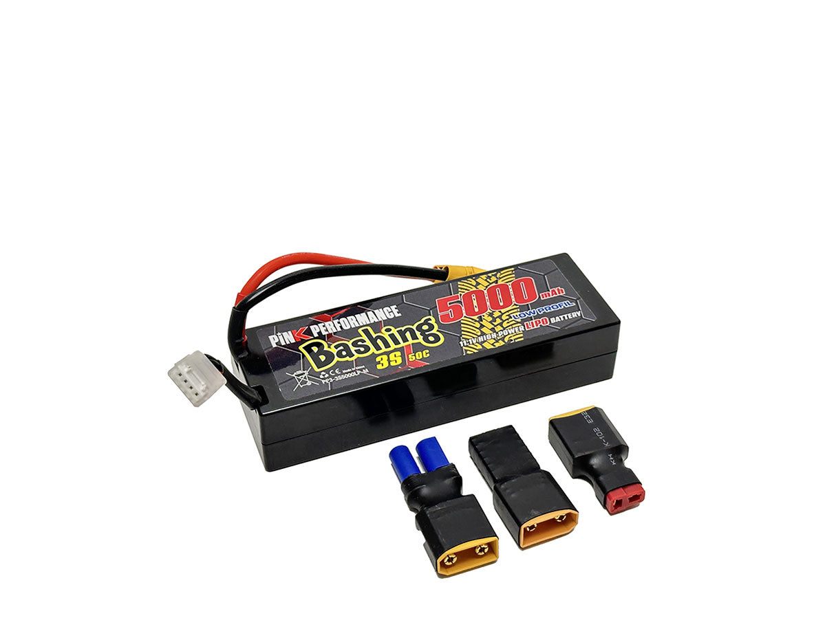 Batterie LiPo 3S 11,1 V - 5000 mAh - 50C (Multicolore) rose pour le bashing, dimensions : 139 x 47 x 28 mm, poids : 380 g