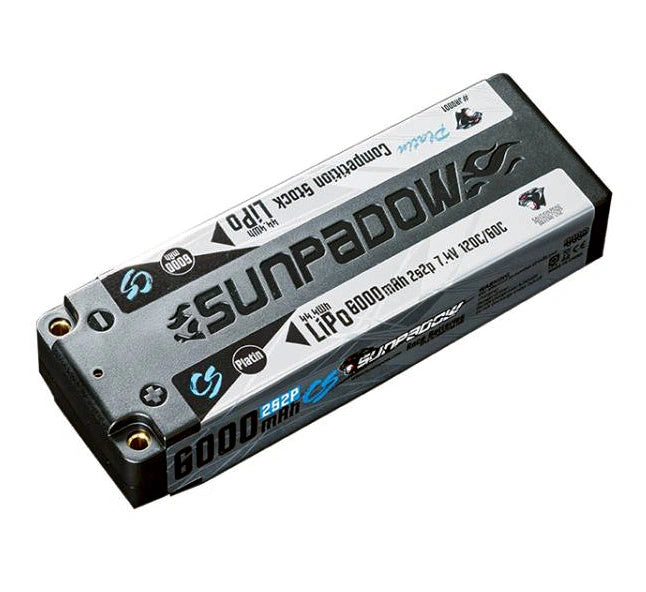 Sunpadow Platin LiPo Akku 2S 7.4V 6000mAh – 120C/60C (Stock Racing Edition) - SWJA0001 - RCXX - RC Racing Shop | RC Models | Tuning & Spare Parts for Professionals