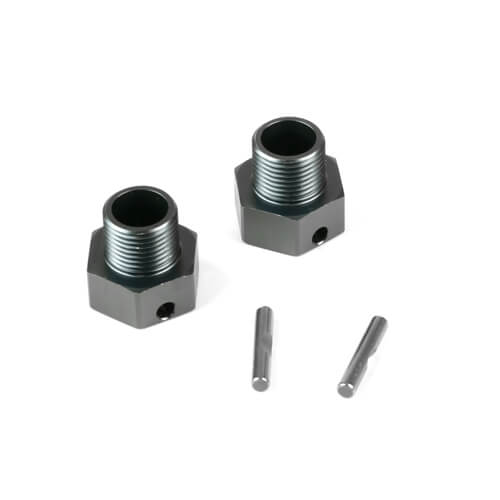 Tekno Wheel Hubs (+4mm offset, 17mm, gun metal ano, w/pins, 2pcs) - TKR9673