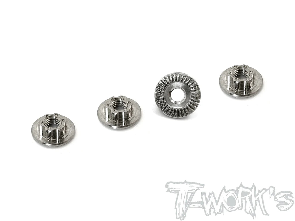 T-Works TP-034S 64 Titanium Light Weight large-contact Serrated M4 Short Wheel Nuts (4) - RCXX - rc racing for professionals