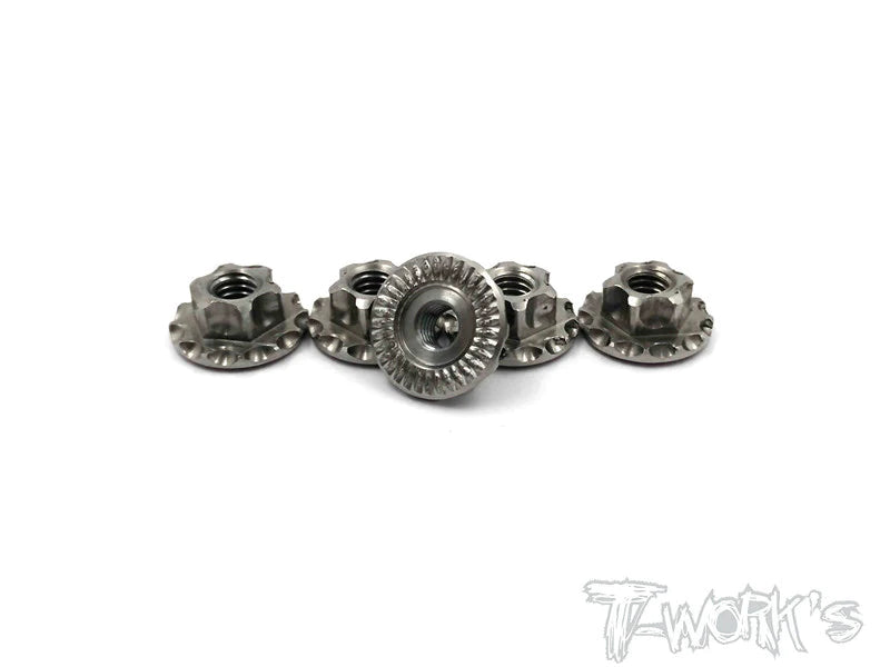 T-Works TP-034 64 Titanium Light Weight large-contact Serrated M4 Wheel Nuts (4) - RCXX - rc racing for professionals