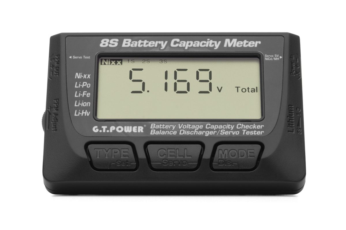G.T. Power Akkutester 8S Battery Capacity Meter mit Servotester - 945324 - RCXX - RC Racing Shop | RC Models | Tuning & Spare Parts for Professionals