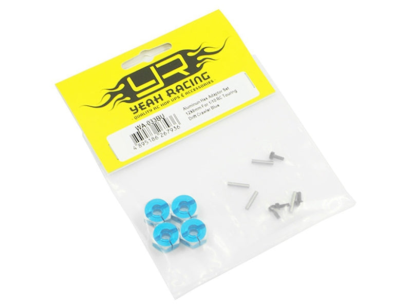 Kit d'adaptateurs hexagonaux en aluminium 12x6 mm pour crawler RC 1/10 Touring Drift (bleu)
